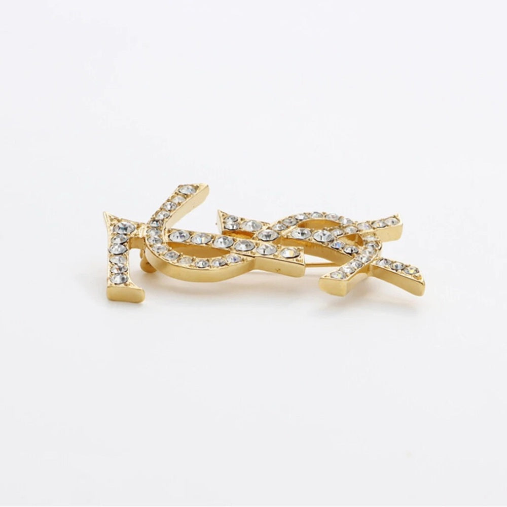 Yves Saint Laurent Gold and Silver Crystal Brooch