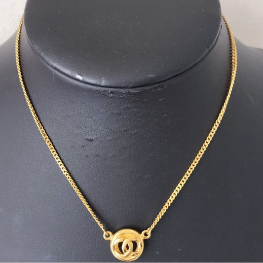 CHANEL Gold Rose Pendant Necklace
