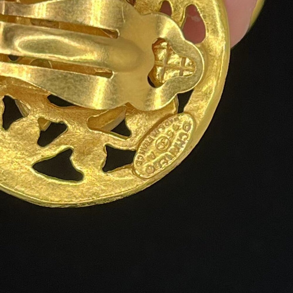 CHANEL Coco Mark Metal Gold Earrings for Women