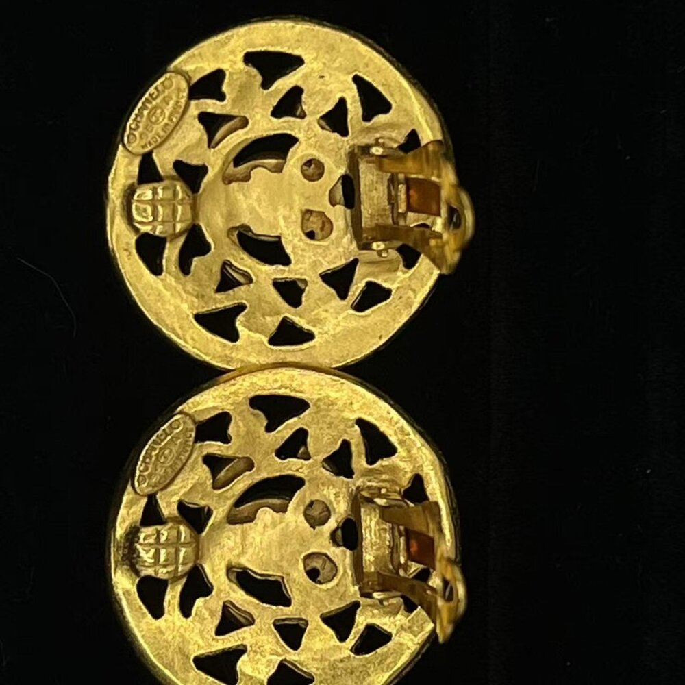 CHANEL Coco Mark Metal Gold Earrings for Women