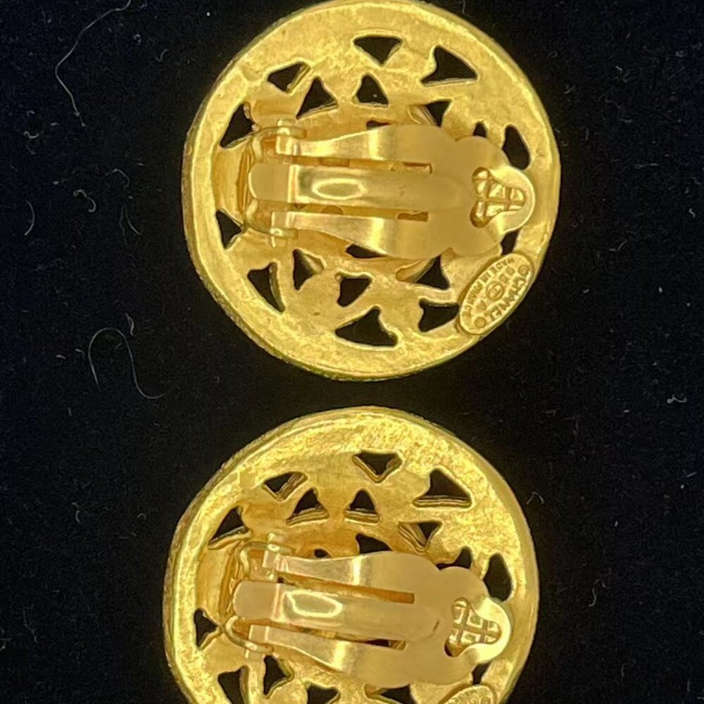 CHANEL Coco Mark Metal Gold Earrings for Women