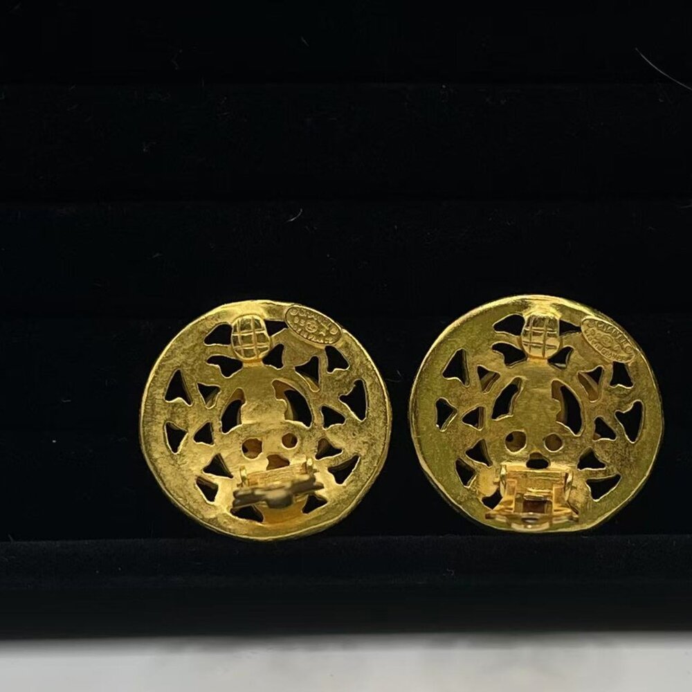 CHANEL Coco Mark Metal Gold Earrings for Women