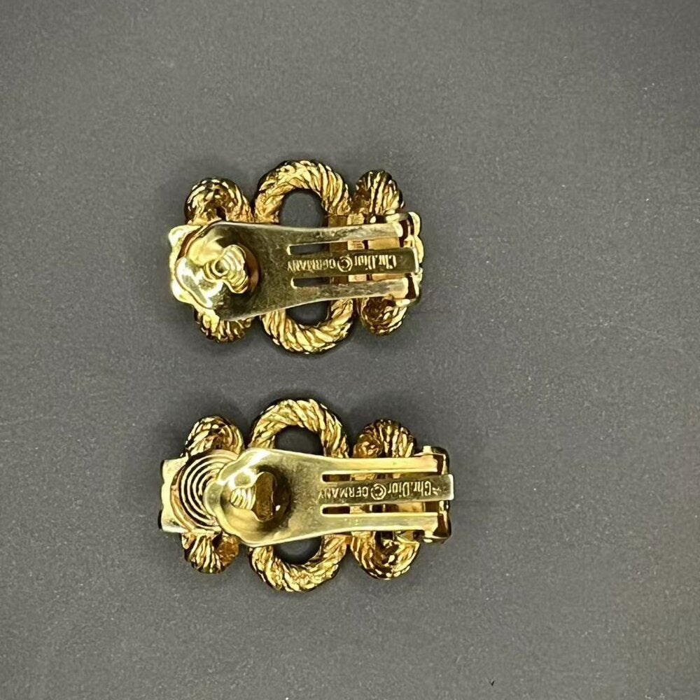 Christian Dior Gold Tone Clip On Earrings