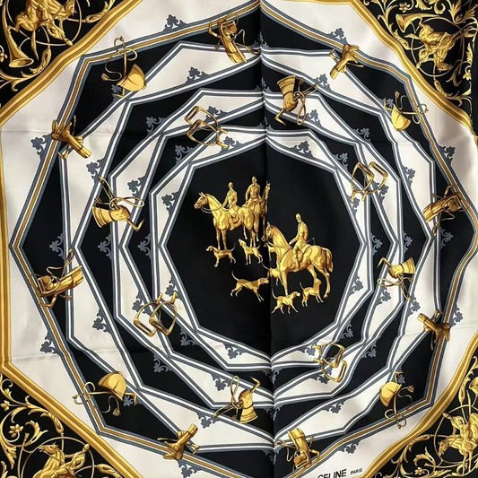 CELINE scarf with horse and rider design
